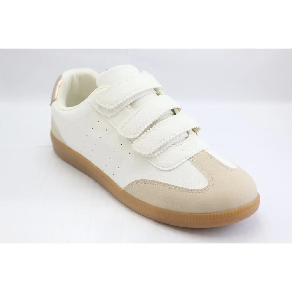 Dolce Vita White Tan Rose Gold Sneakers Size 8.5 Womens Quick Hook & Loop NEW